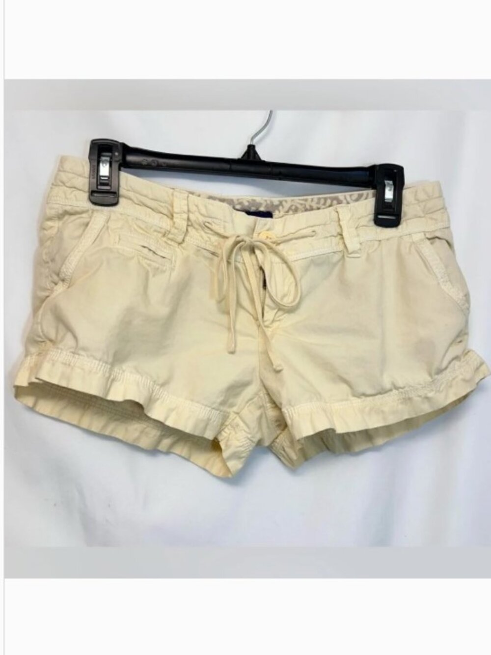 American Eagle Size 2 Yellow Ruffle Hem Drawstring Shorts Women’s Casual Cotton